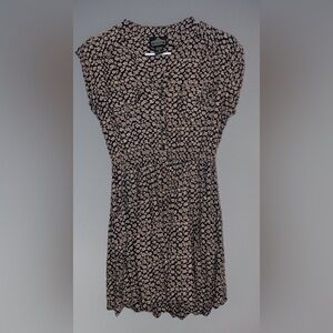 Angie Blue floral deep v mini dress ruffle sleeves sz Small summer boho flowy